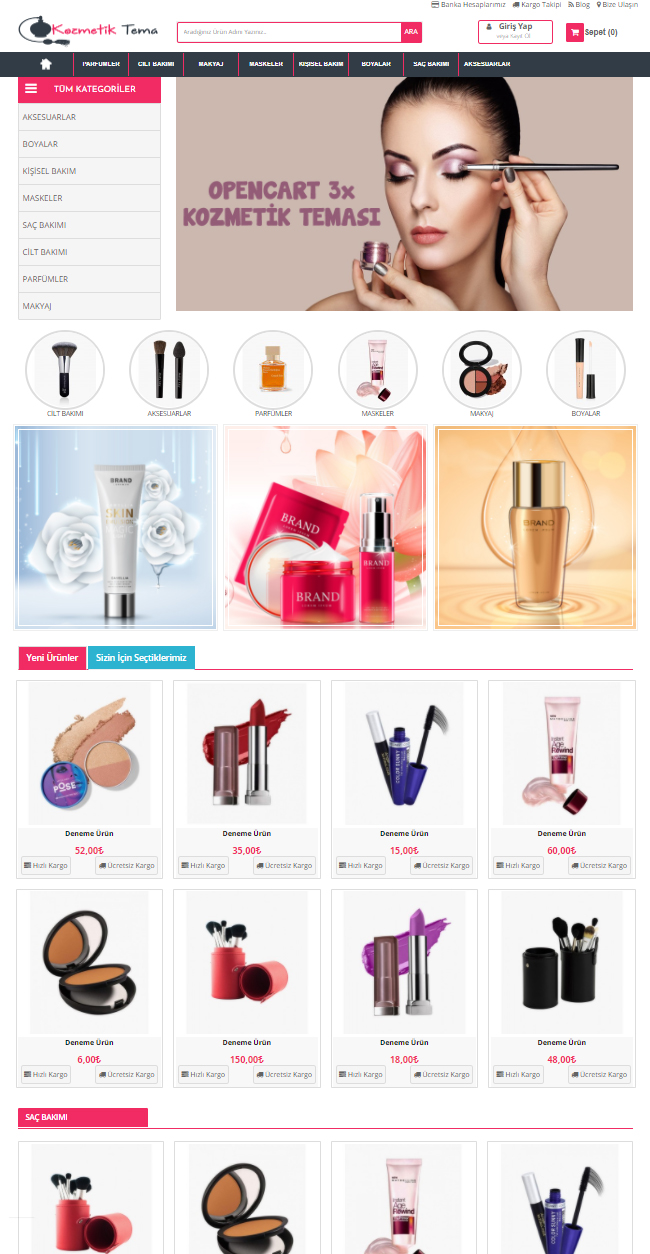 Opencart 3.x Kozmetik Parfüm Teması
